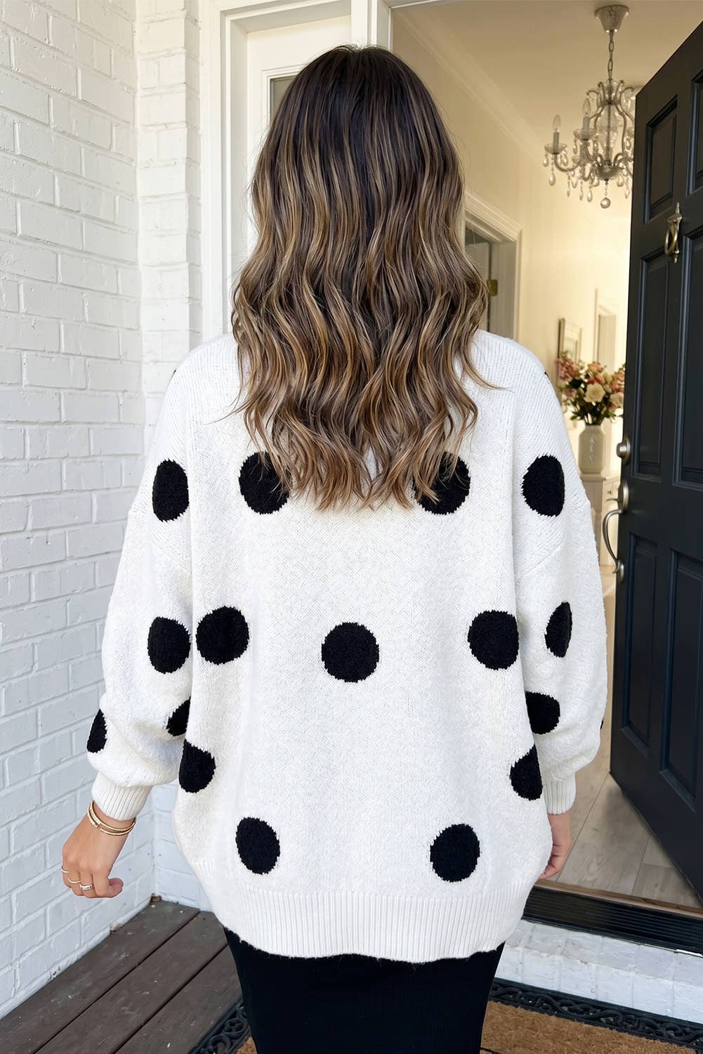 Polka Dot Oversized Button Front Cardigan