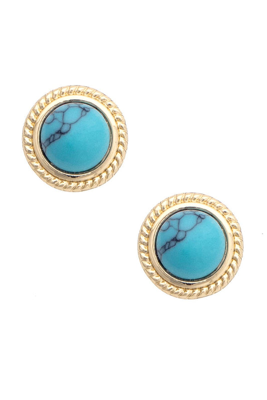 Casey Cabochon Stud Earrings in Turquoise