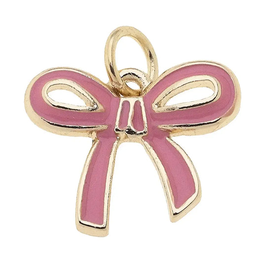 Enamel Bow Charm in Light Pink