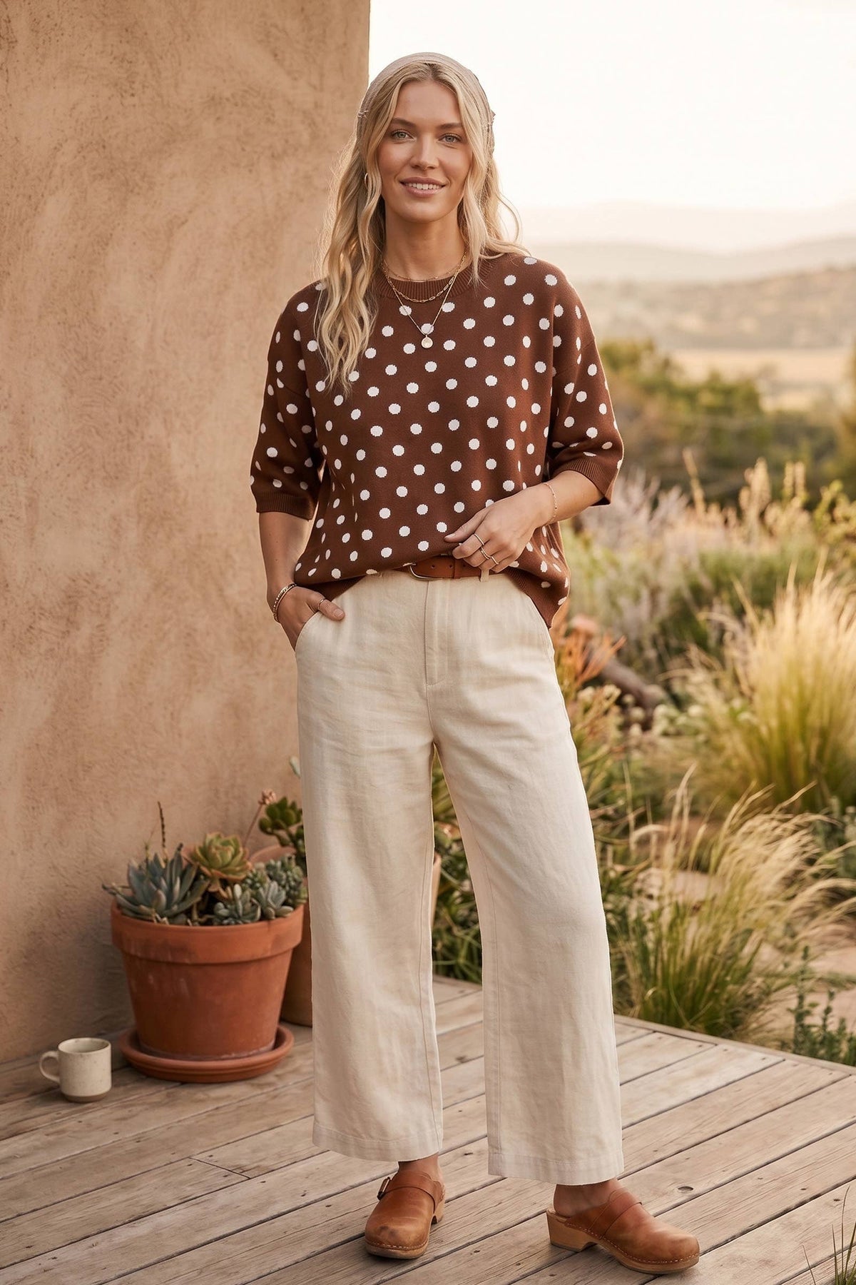 Oversized Polka Dot Sweater Top