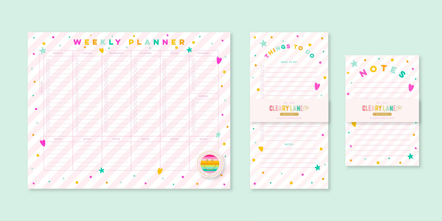 List Notepad | 4.25"x8.5" | Pink Stripes