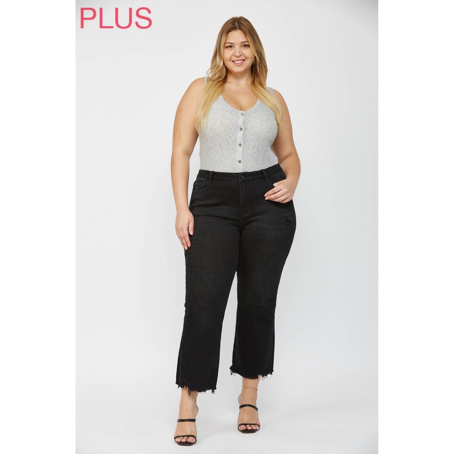 BLACK HIGH RISE CROP FLARE