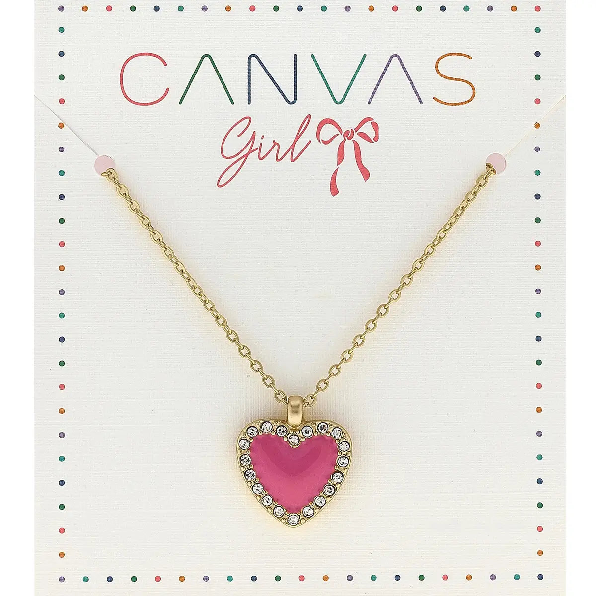 Maggie Pave Heart Children's Necklace in Fuchsia