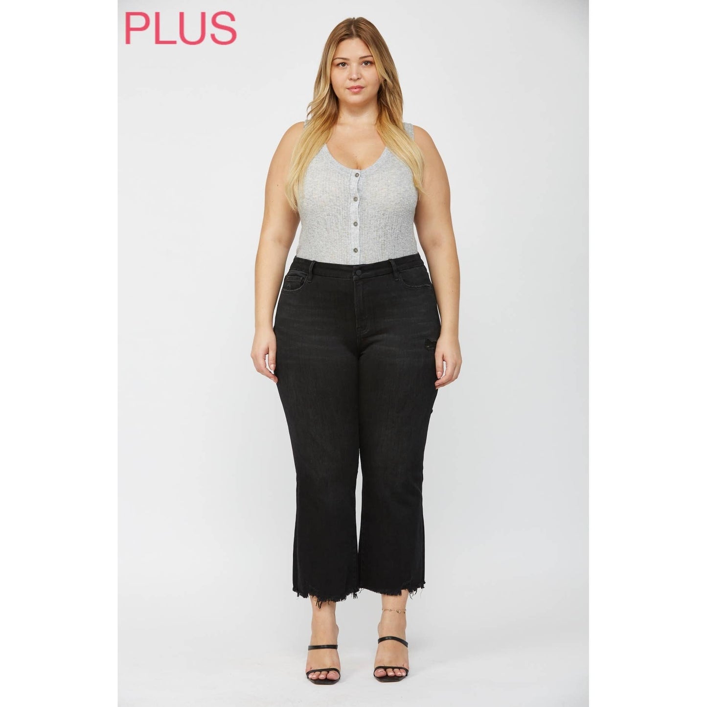 BLACK HIGH RISE CROP FLARE