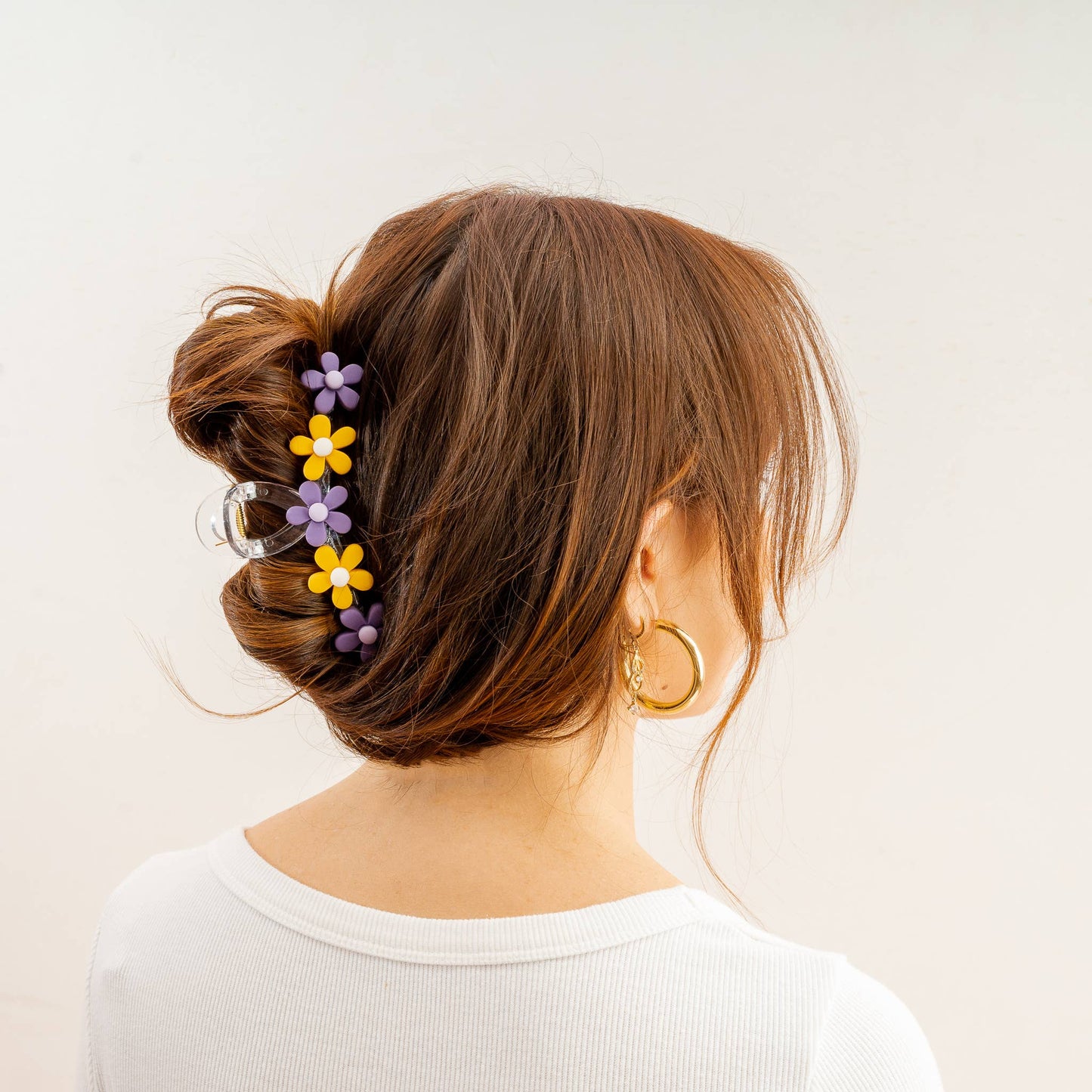 Daisy Claw Clip - Purple + Yellow