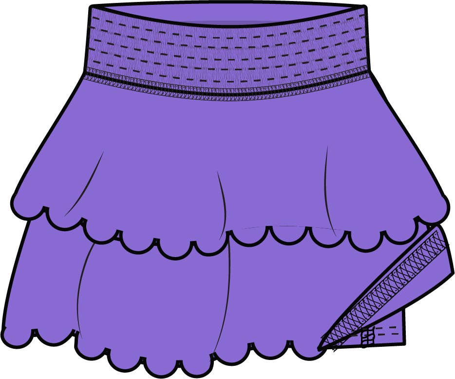 Girls Neon Purple Active Tiered Flare Skort