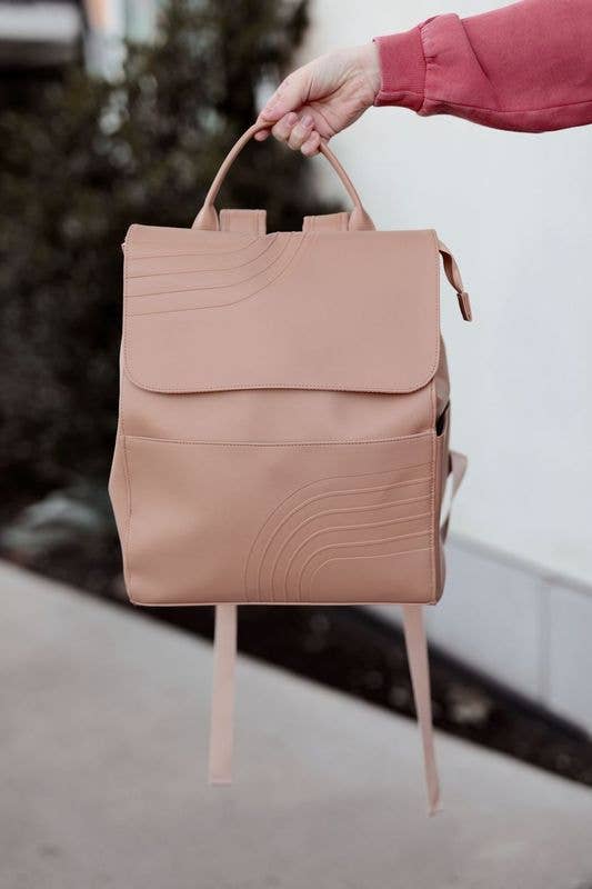 Everything Backpack- Embossed Rainbow (Latte)