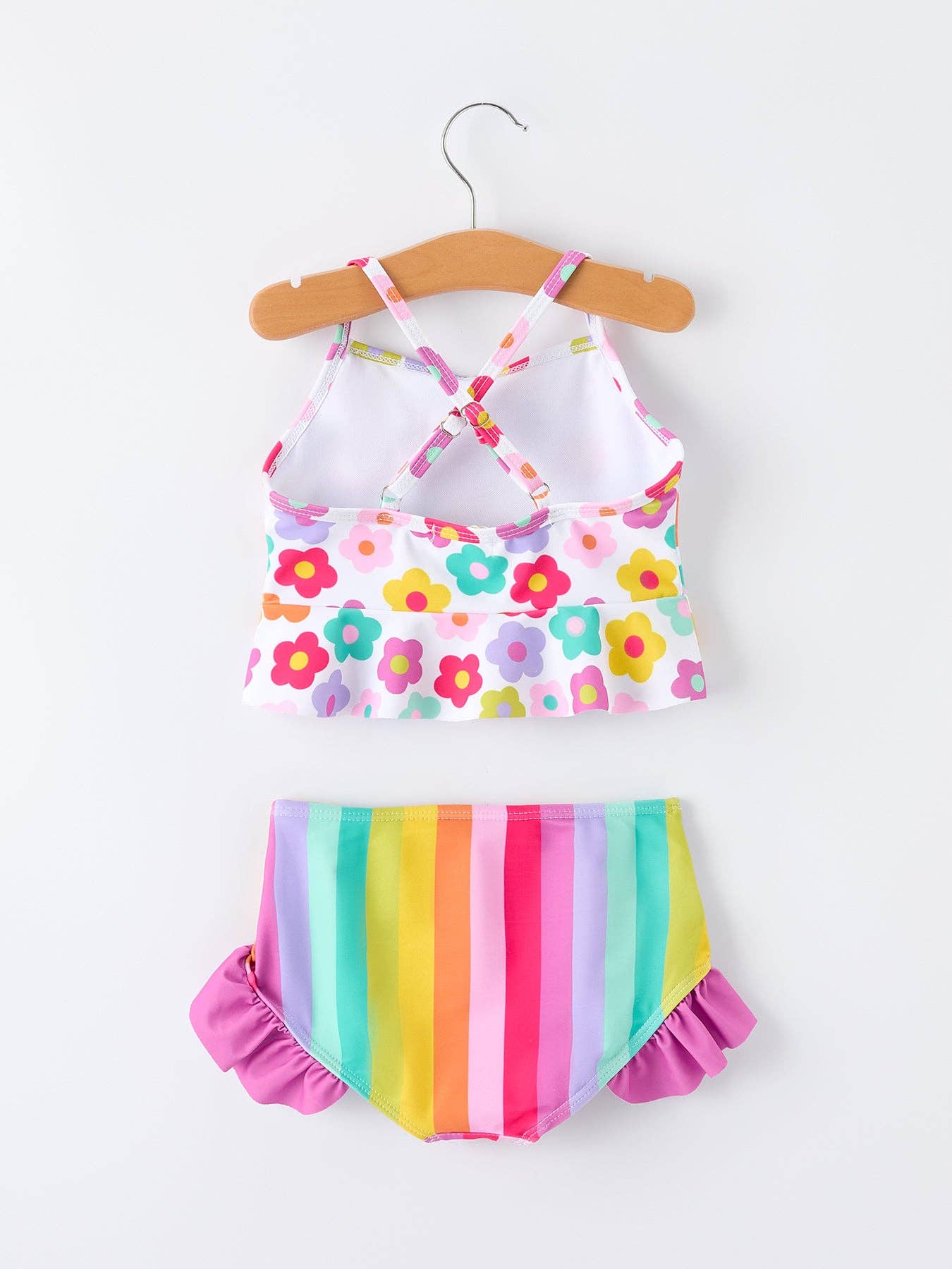 Summer Floral Rainbow Girls Two Piece Swimsuit