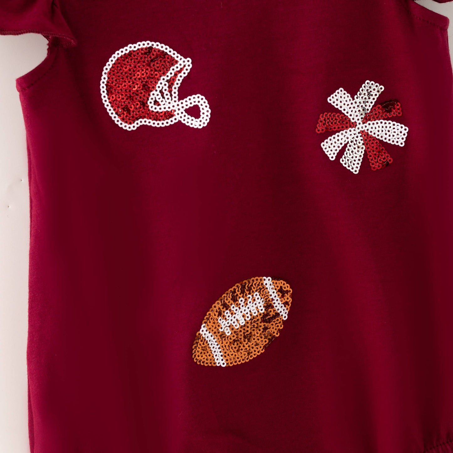 Maroon Football Sequin Baby Romper
