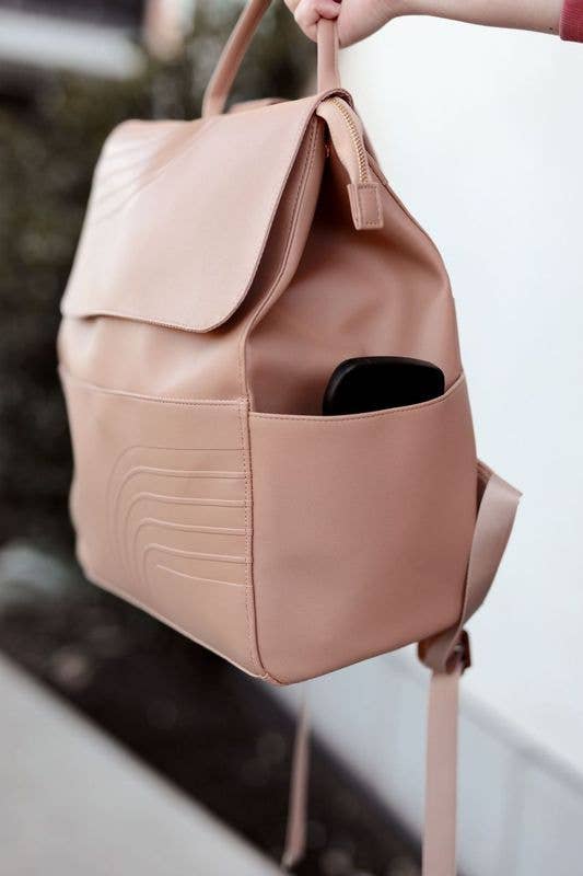 Everything Backpack- Embossed Rainbow (Latte)