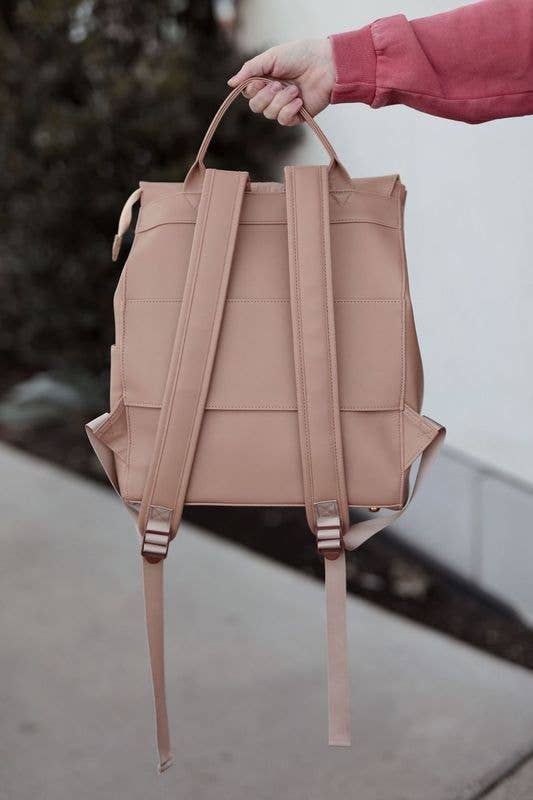 Everything Backpack- Embossed Rainbow (Latte)