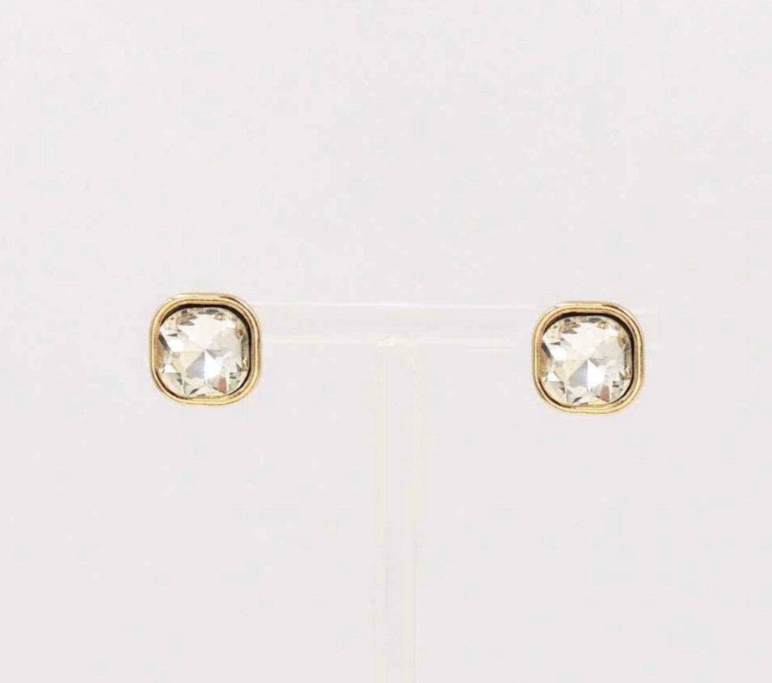 Gold Wrapped with Clear Crystal Stud Earring