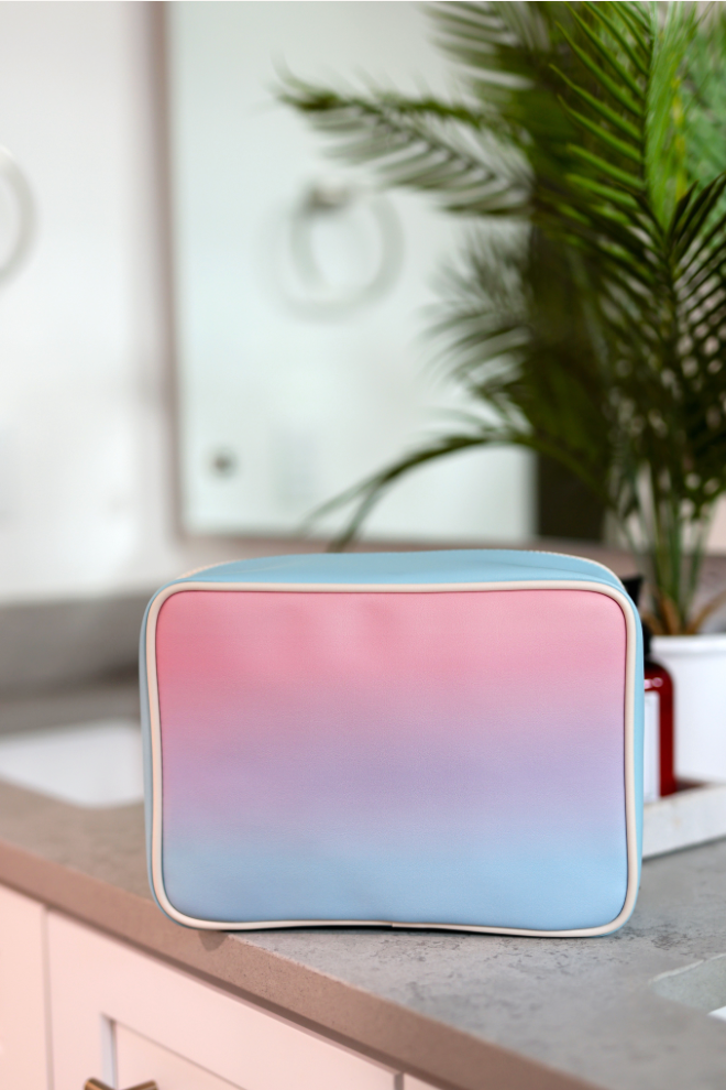 Oversized Cosmetic Bag - Sunrise Gradient(Coral/Lav/Blue)