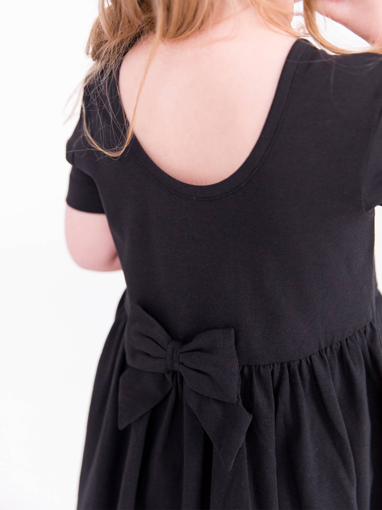 Girls Black Short Sleeve Knit Twirl Dress