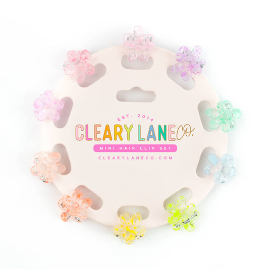 Rainbow Flowers Mini Hair Clip Set