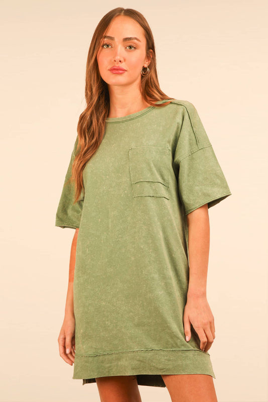 Curvy Mineral Washed Knit Shift Mini Dress