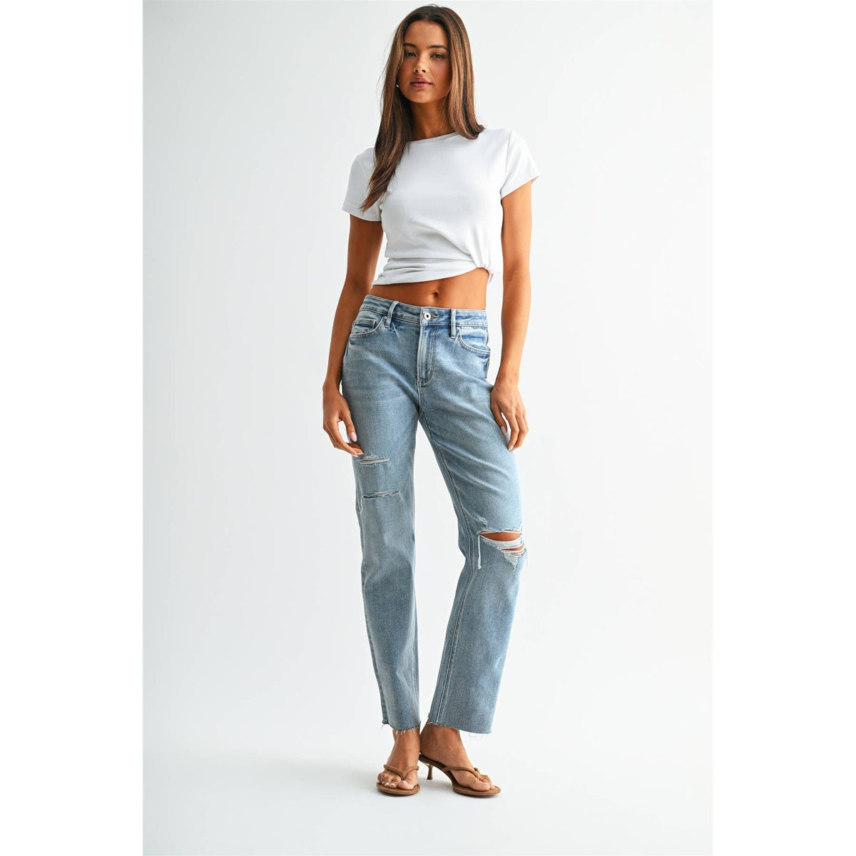 MID-RISE STRAIGHT RAW HEM