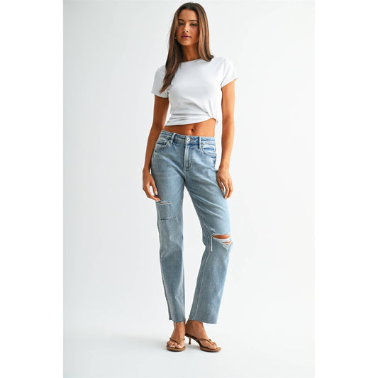MID-RISE STRAIGHT RAW HEM