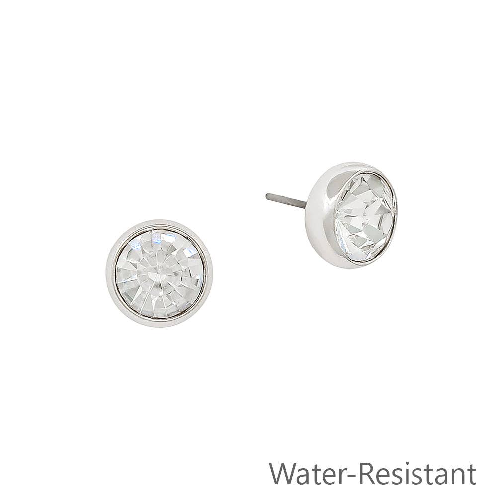 Silver with 8mm Crystal Post Earring