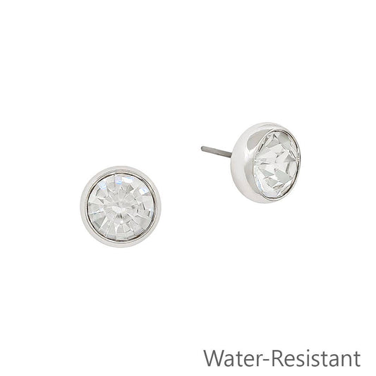 Silver with 8mm Crystal Post Earring