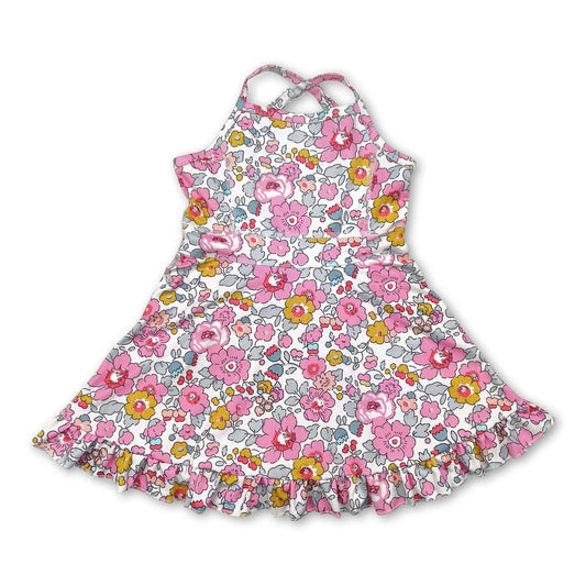 Pink Floral Kids Athletic Dress