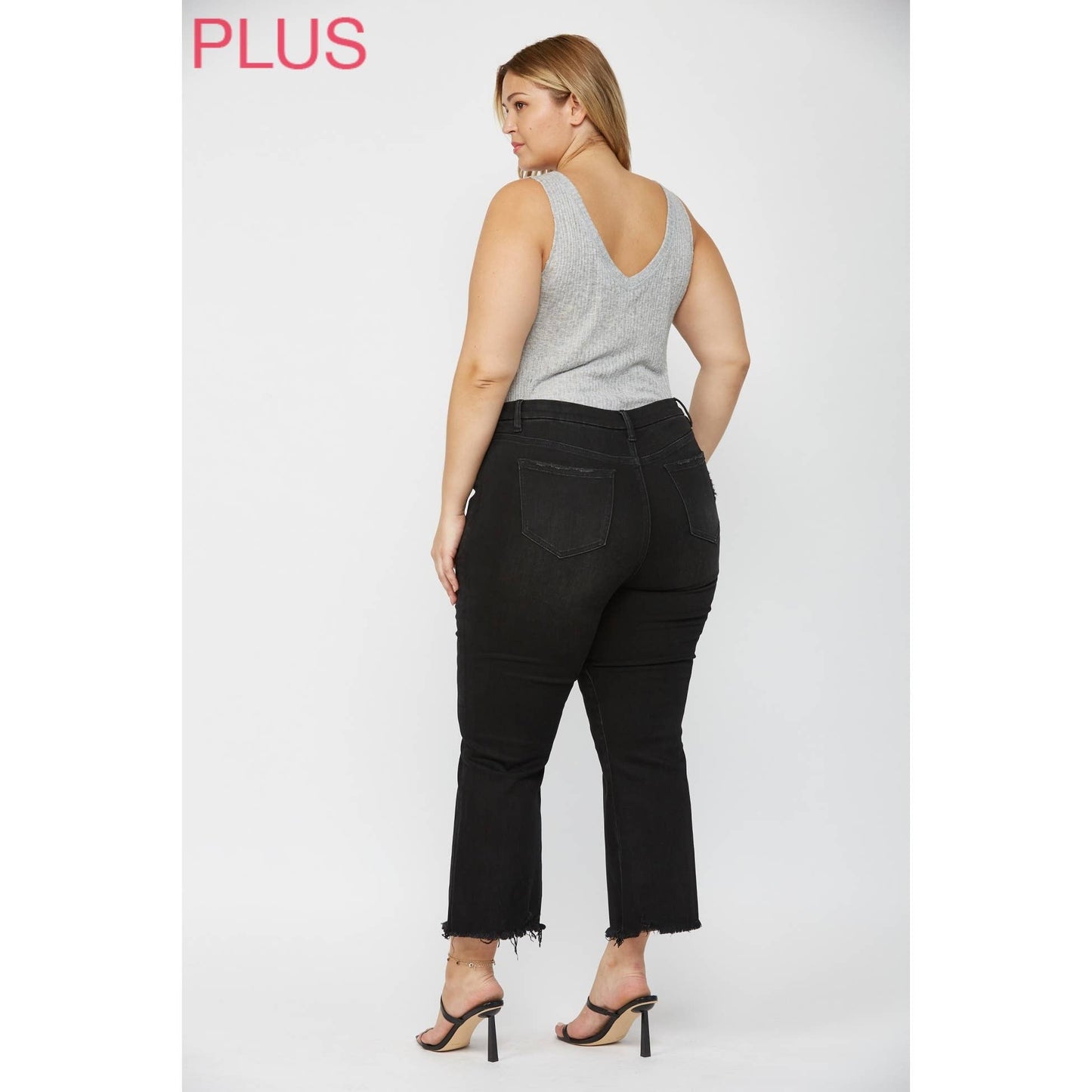 BLACK HIGH RISE CROP FLARE