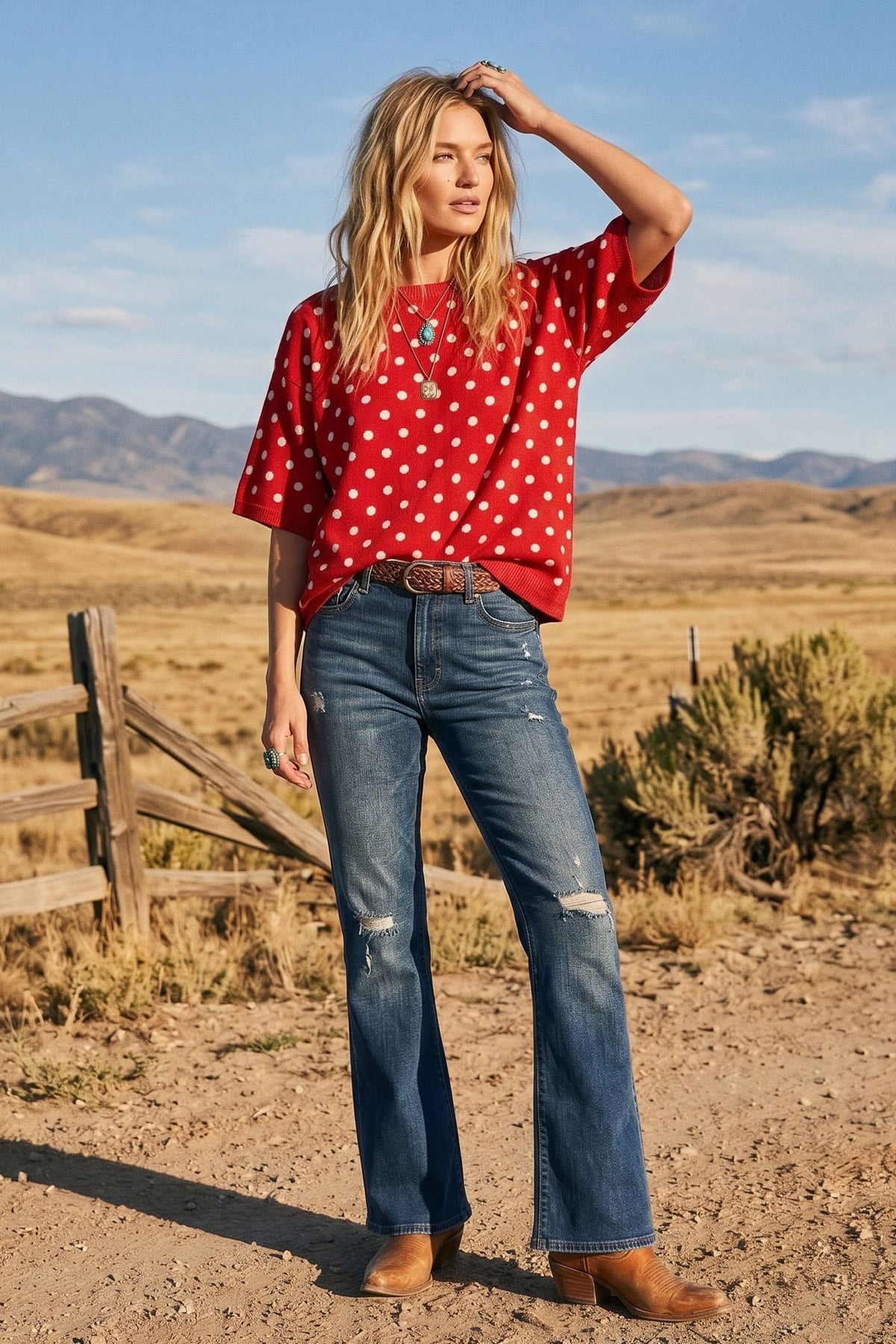 Oversized Polka Dot Sweater Top
