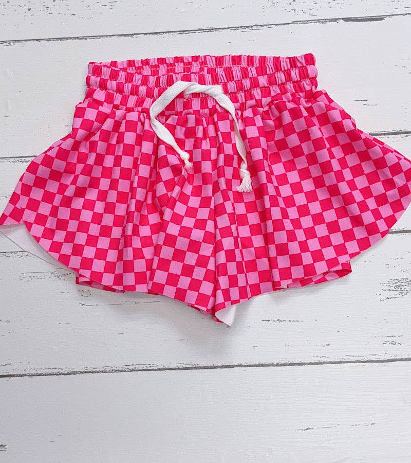Lt. Pink & fuchsia Checkered  Hi-Performance Shorts