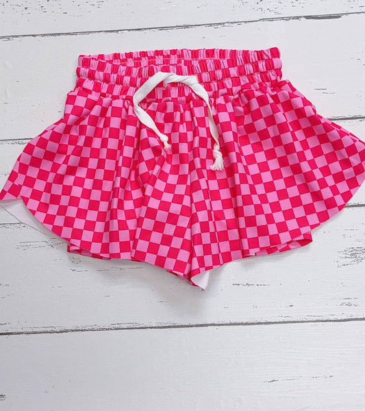 Lt. Pink & fuchsia Checkered  Hi-Performance Shorts