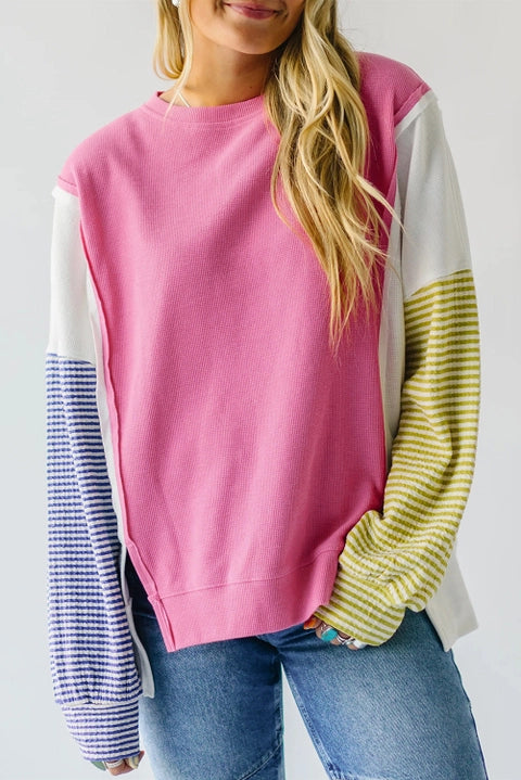 Stripe Reverse Seam Long Sleeve Top