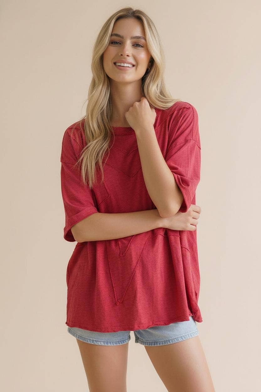 Star Patchwork Oversized Loose Fit Knit Top