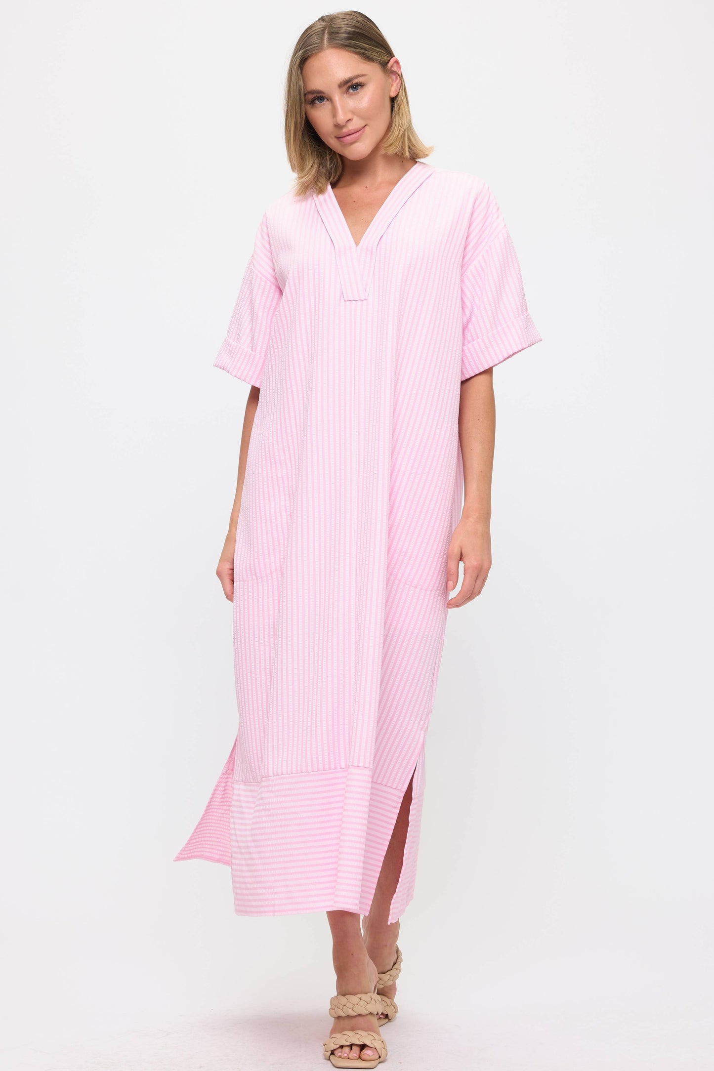 Pink Striped Maxi Dress