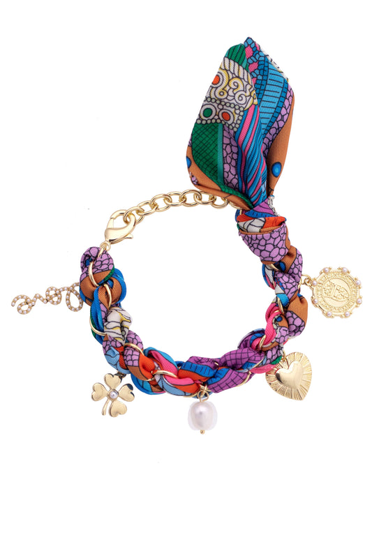 Noelle Ethiopian Cross Scarf Bracelet in Multi