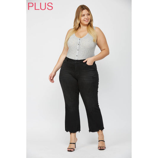 BLACK HIGH RISE CROP FLARE