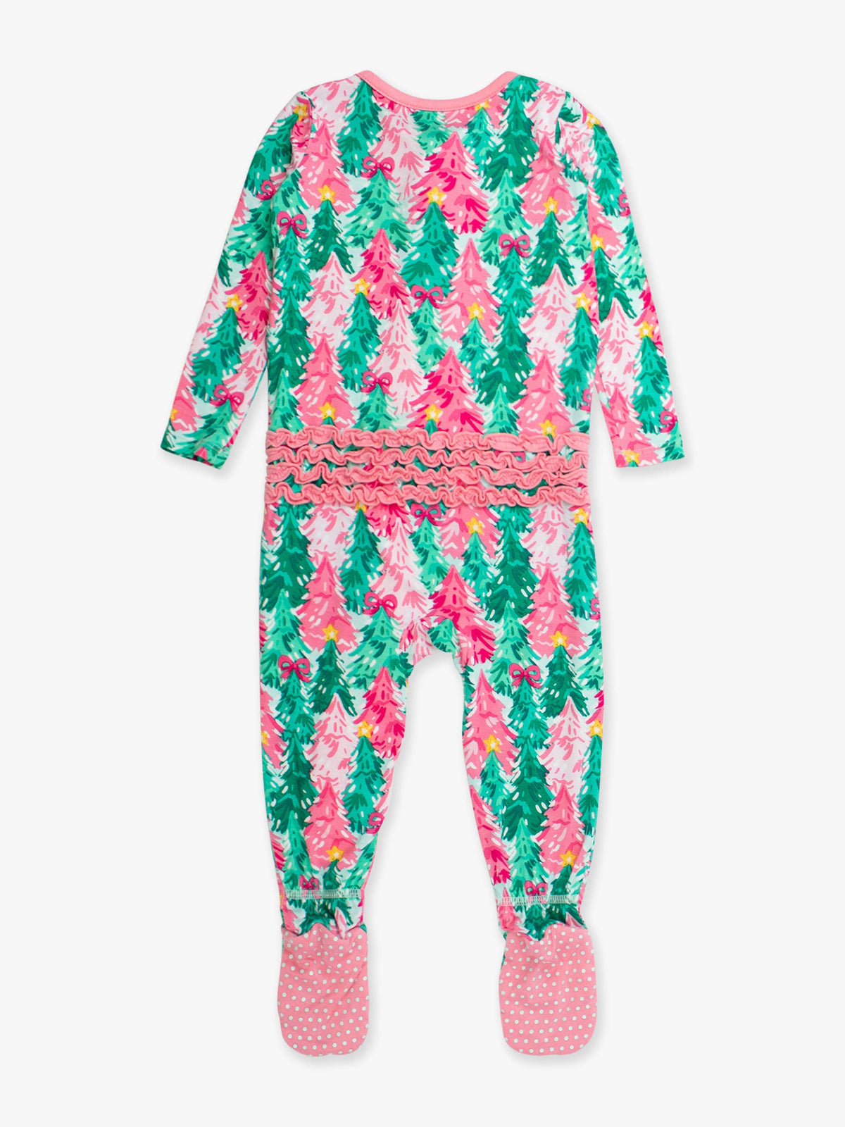 SoftSnooze™ Baby Girls Bamboo Viscose Pink Jolly Grove Footed Ruffle One Piece Pajama