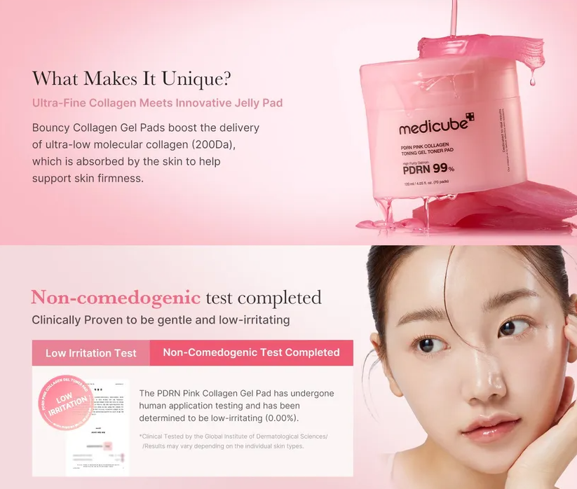 MEDICUBE PDRN Pink Collagen Toning Gel Toner Pad