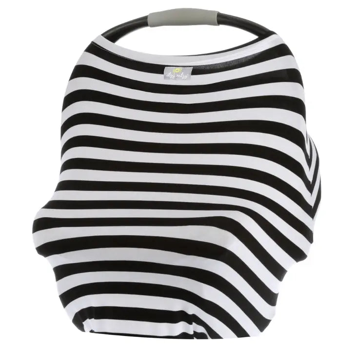 Mom Boss™ 4-in-1 Multi-Use Car Seat + Nursing Cover Black + White Stripe