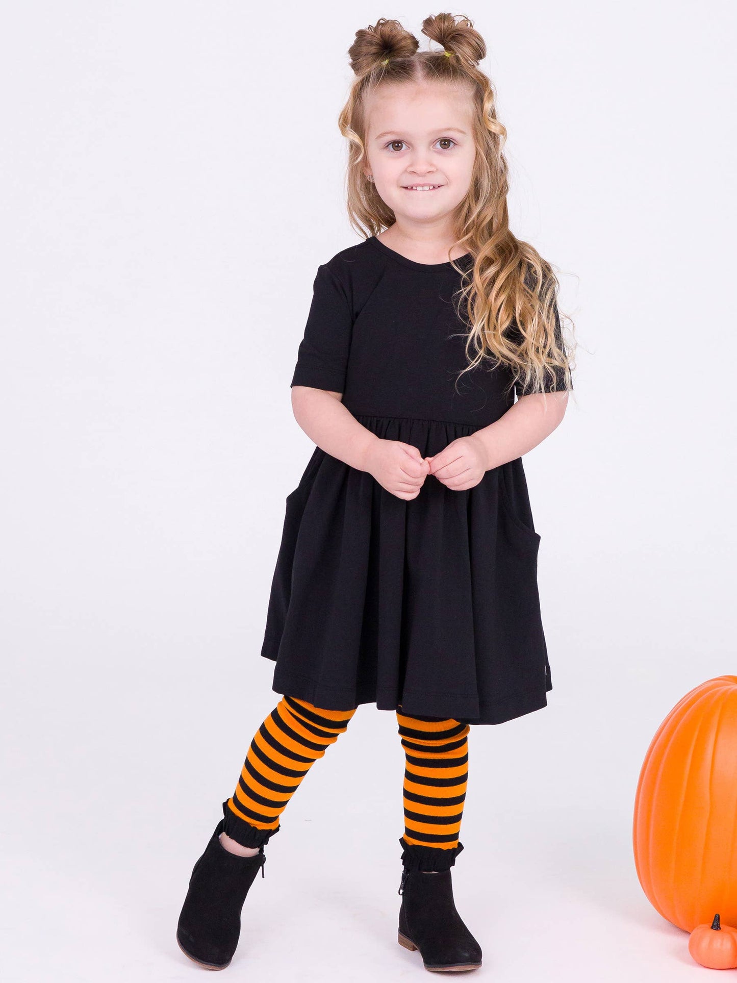 Girls Black Short Sleeve Knit Twirl Dress