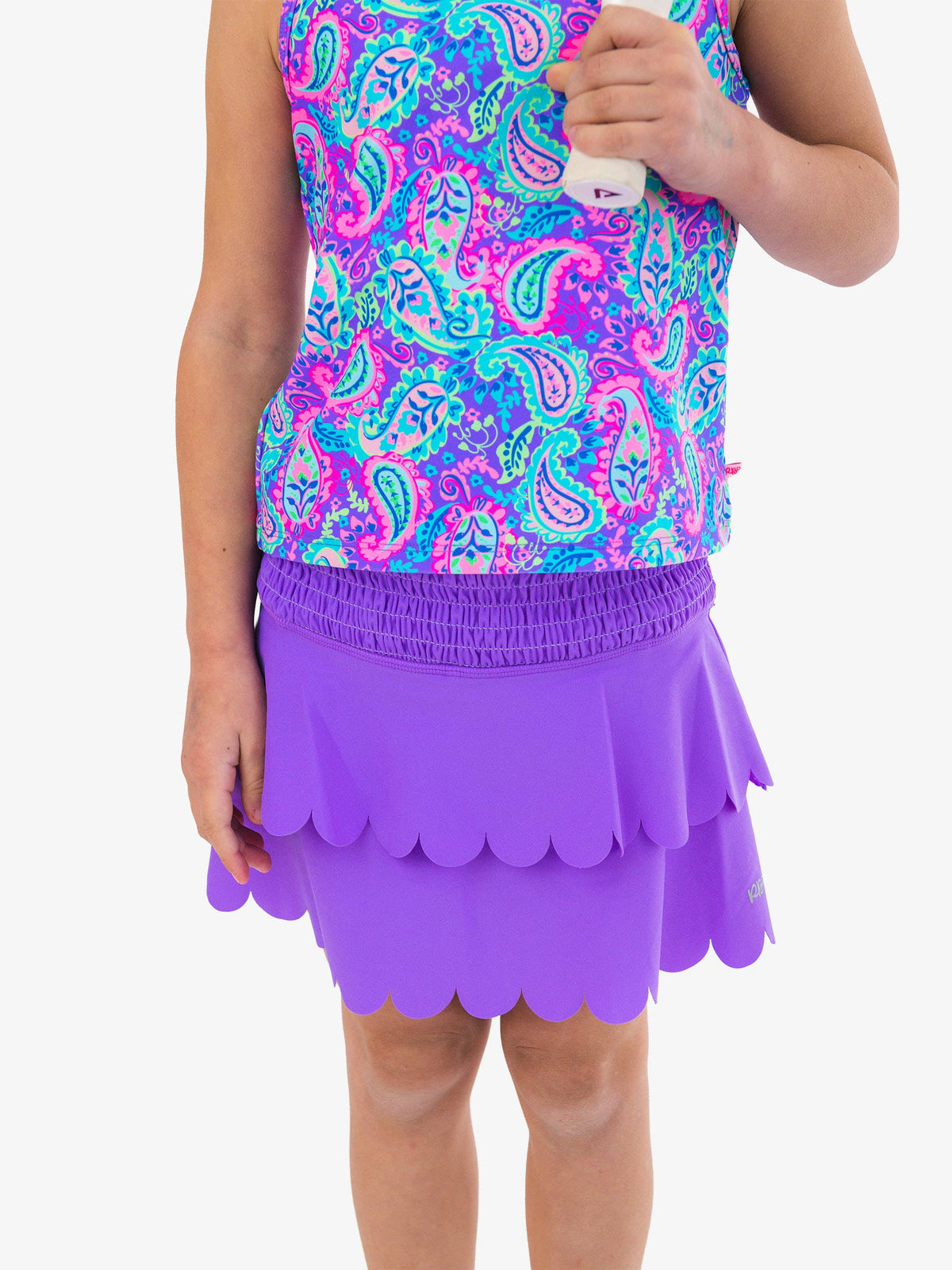 Girls Neon Purple Active Tiered Flare Skort