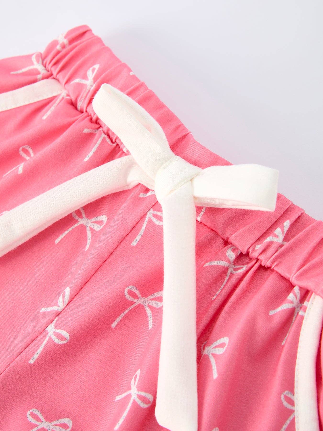 Kids  Bow Print Ruffle Pajama Set