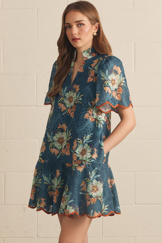 Floral eyelet short Dress