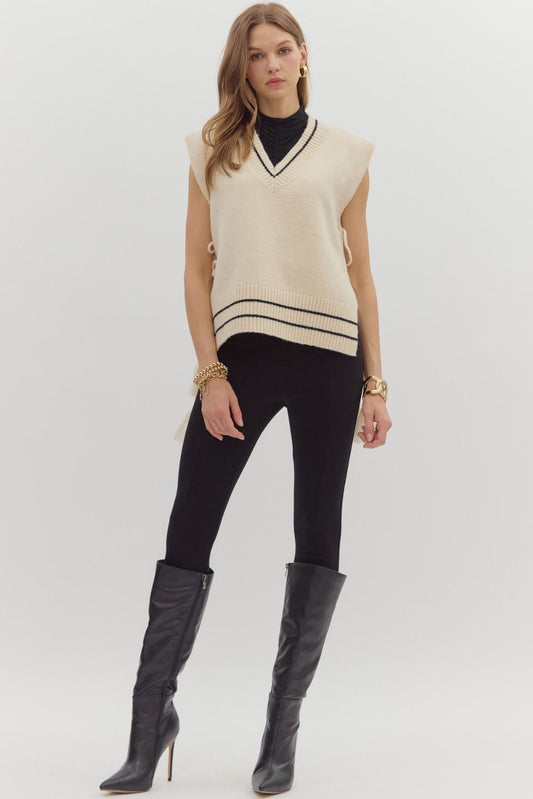 Cream Sweater Vest Top