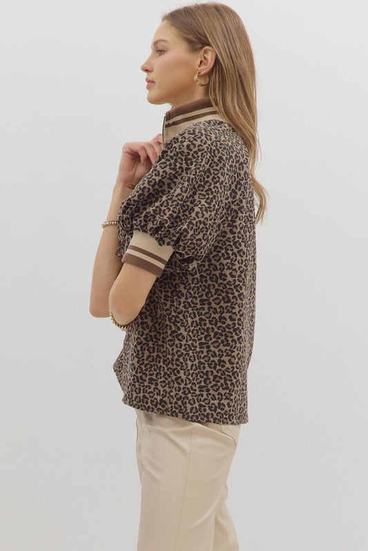 Leopard Short Sleeve Puff Top