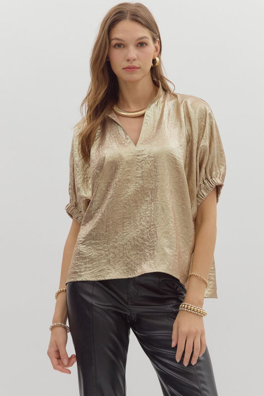 Champagne Metallic V-neck