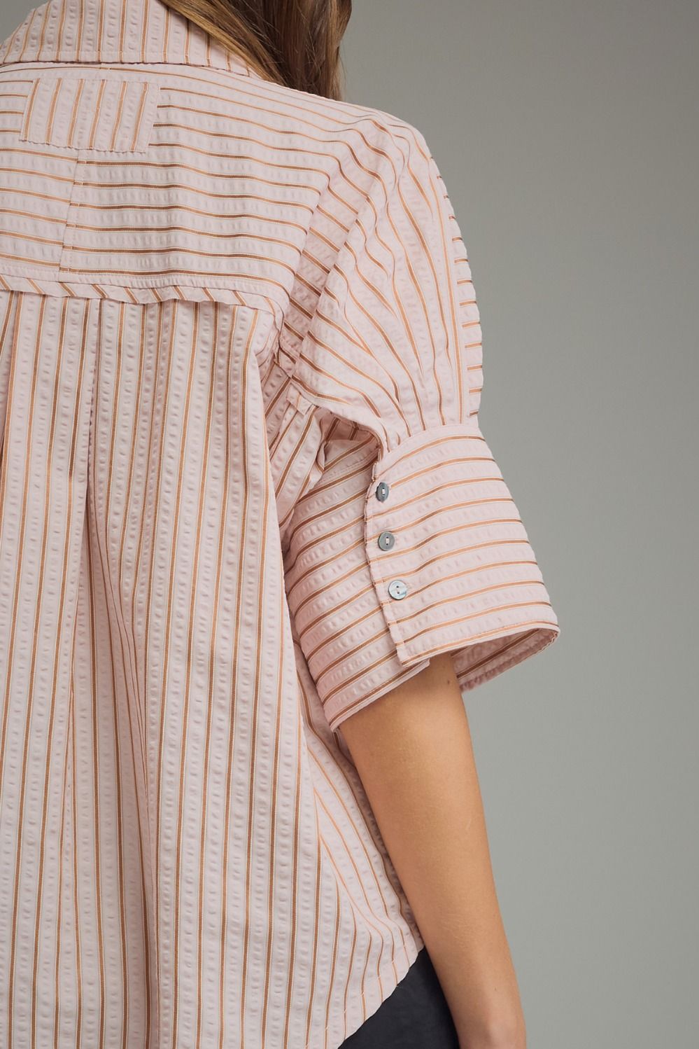 Blush Striped 3/4 Sleeve Top