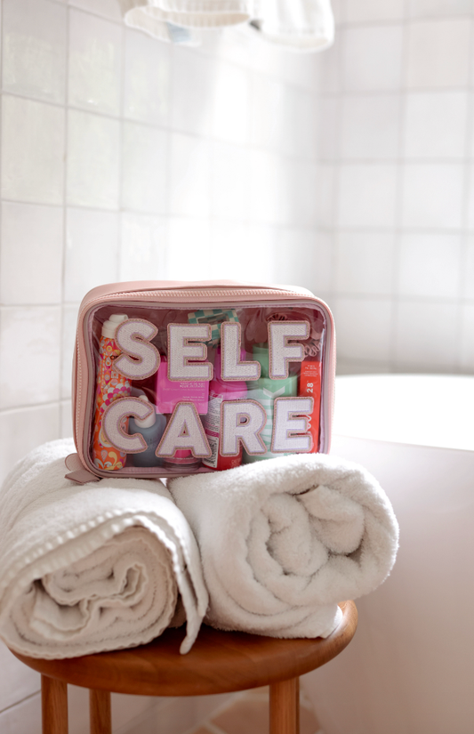 Oversized Cosmetic Bag - Self Care (Blush/Lavender)