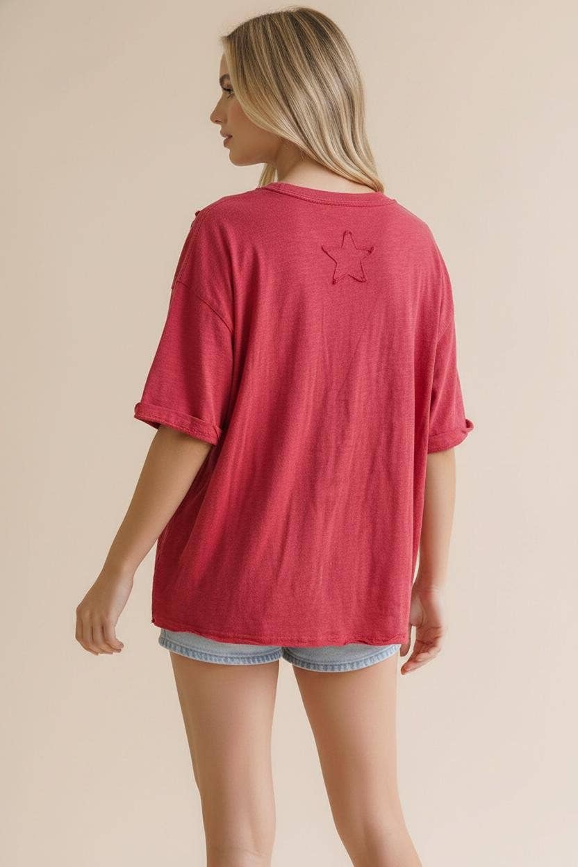 Star Patchwork Oversized Loose Fit Knit Top