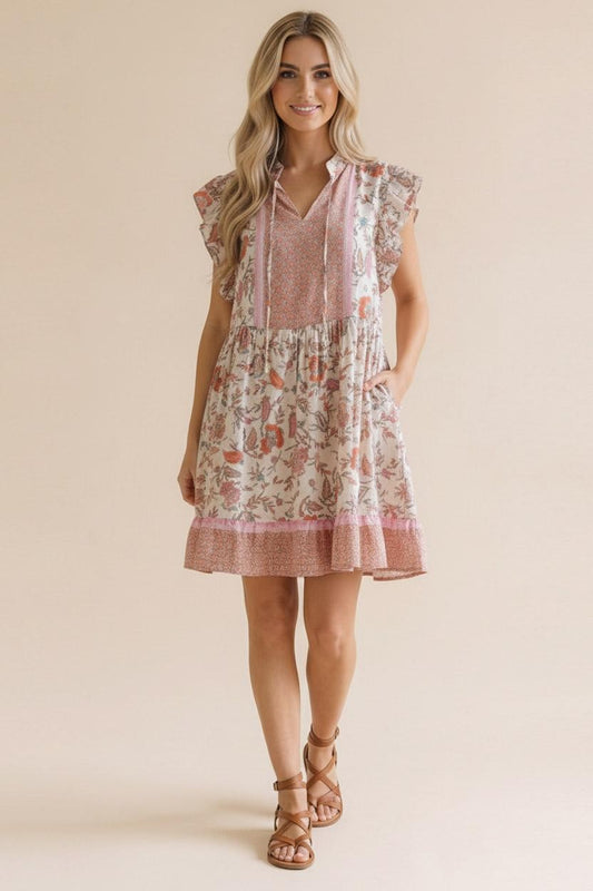 Ruffle Short Sleeve Babydoll Floral Dress