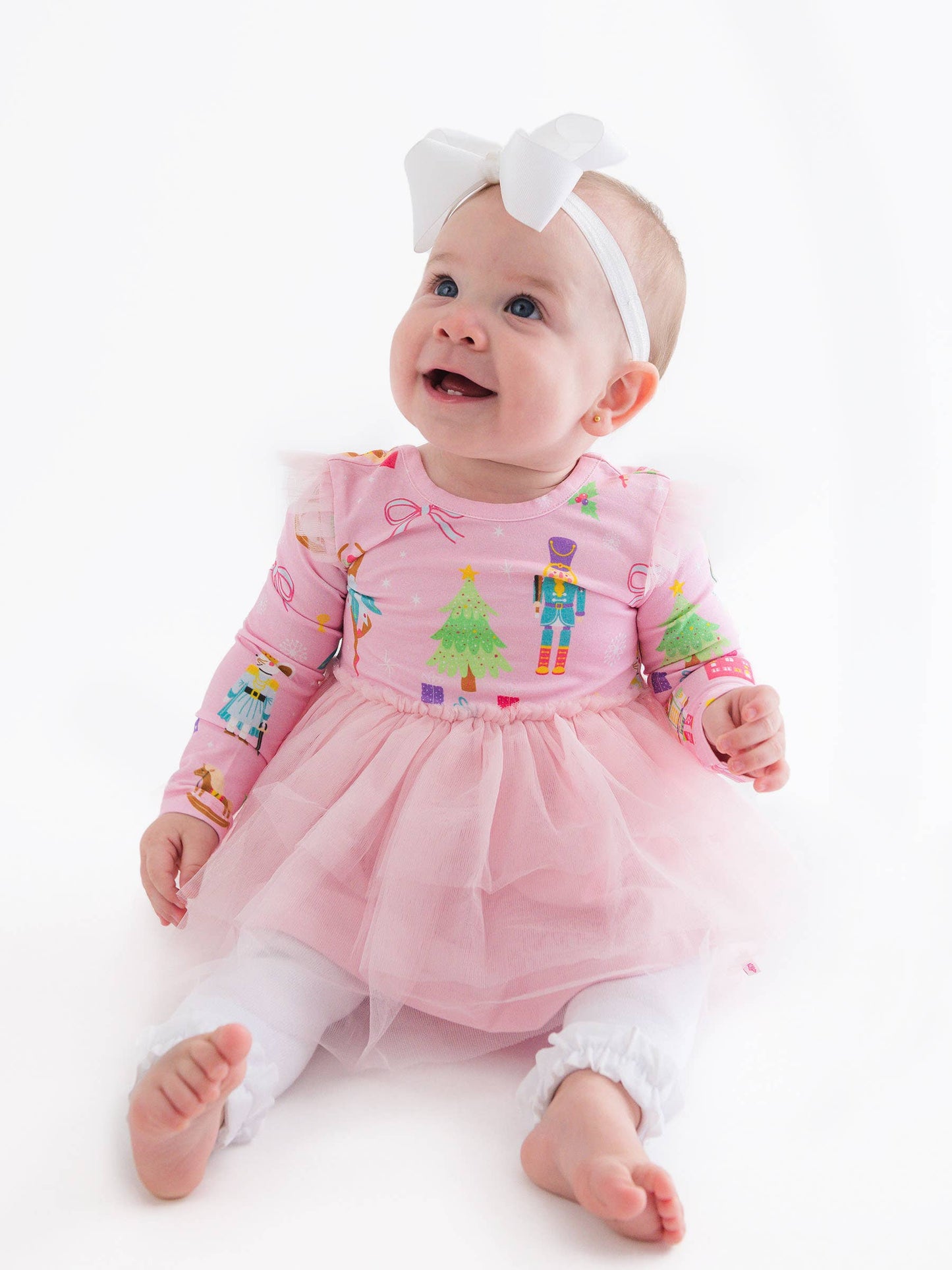 Baby Girls Sugarplum Dreams Flutter Tulle Long Sleeve Twirl Romper