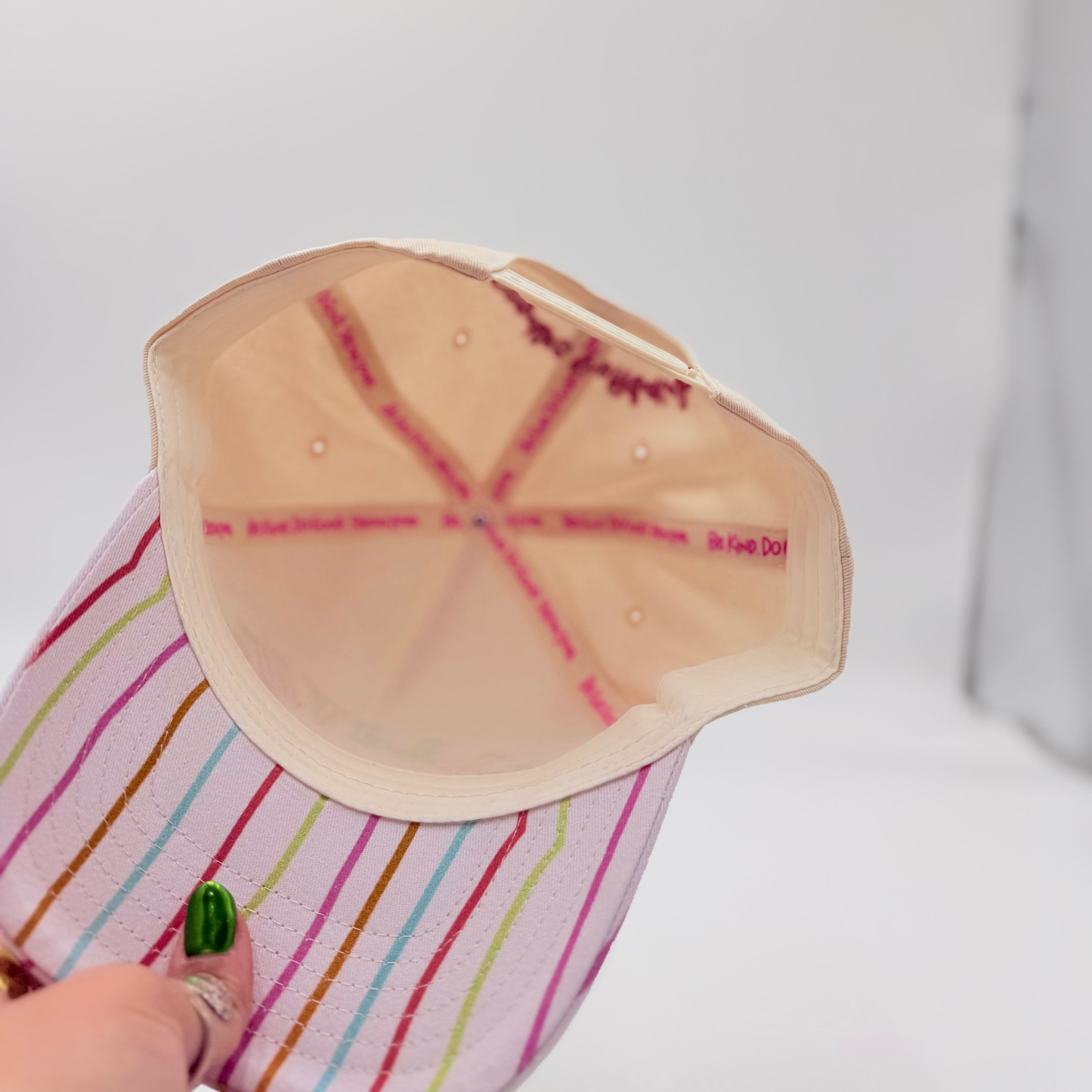 Happy Upside Down Embroidered Hat With Decorative Bill